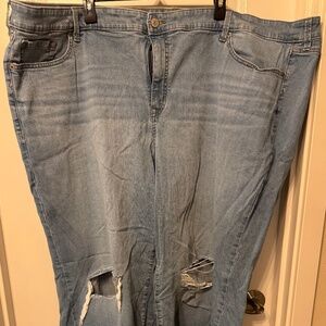 Torrid Perfect Wide Leg Vintage Stretch Jeans 30R – Light Wash Distressed Knees